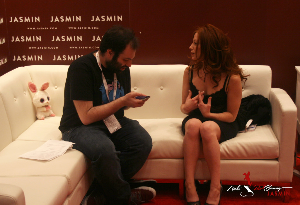 Mark Shrayber from Jezebel interviews me on the couch in the Jasmin Booth.